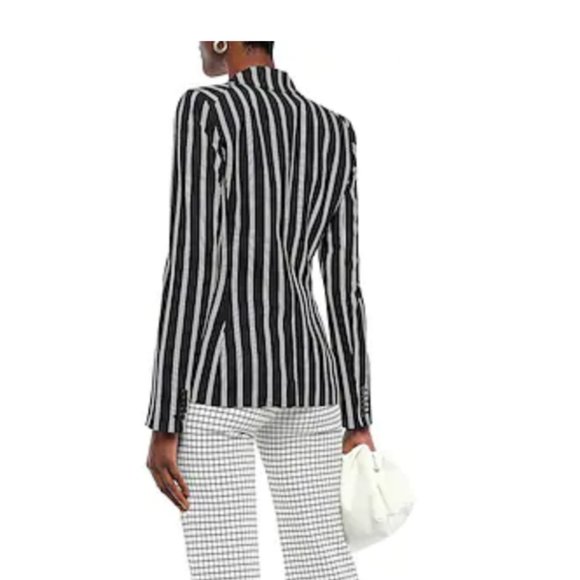 Veronica Beard Petra Striped Blazer Black White